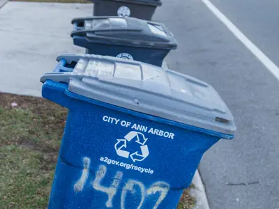 Photo of bike lane with no buffer; carts go at curb. 