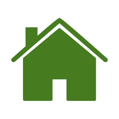 A green icon of a house
